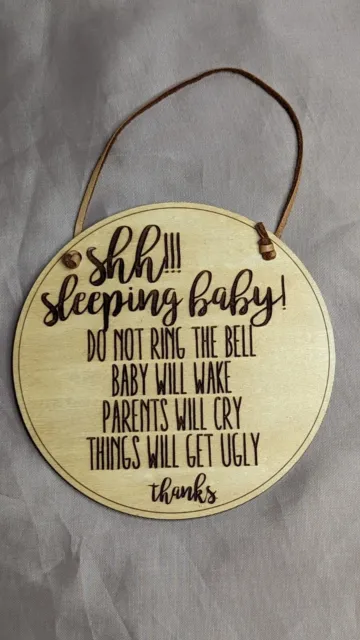 Shhh Baby Sleeping Sign Wooden Round
