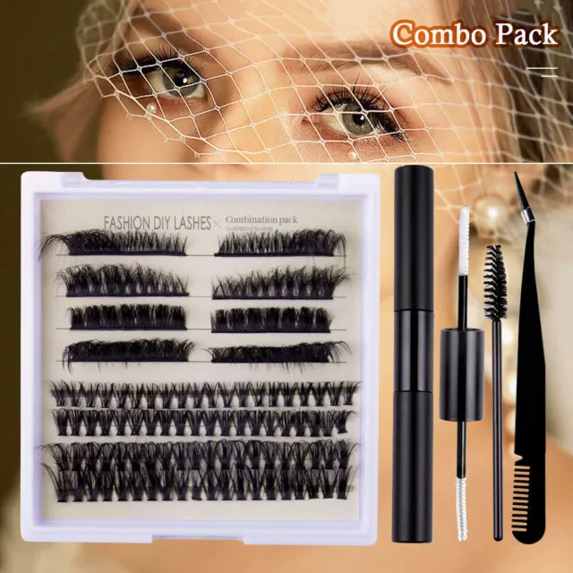 DIY Eyelash Extension Kit, Lash Clusters with Strong Hold Bond Seal and Tweezer.