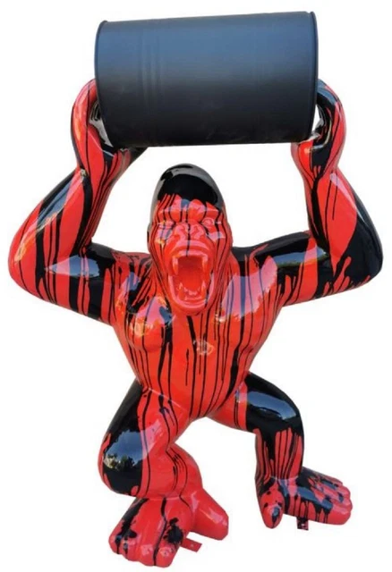 Gartenfigur ‚Chilling Gorilla‘, 44 Cm – Kunstharz, Schwarz-orange, Wetterfeste Deko