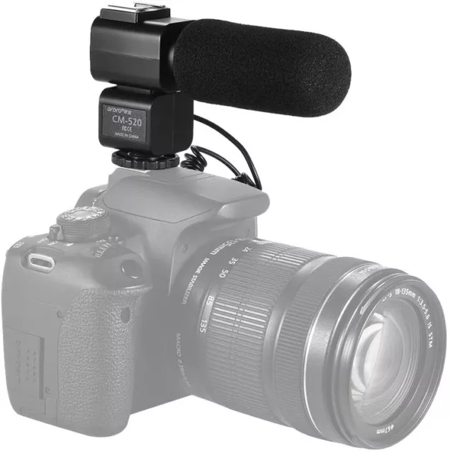ORDRO CM-520 Micrófono Externo con Bateria Super Cardioid Electret Canon Nikon 3