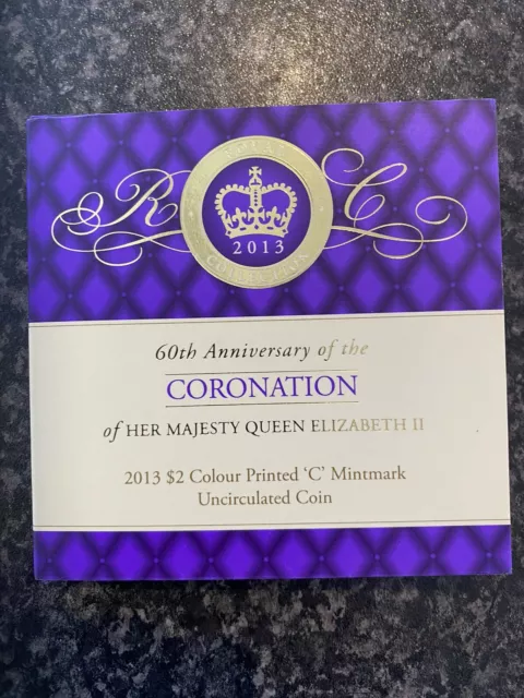 UNC 2013 $2 Purple Queen's Coronation Coin with Ram Folder Two Dollars