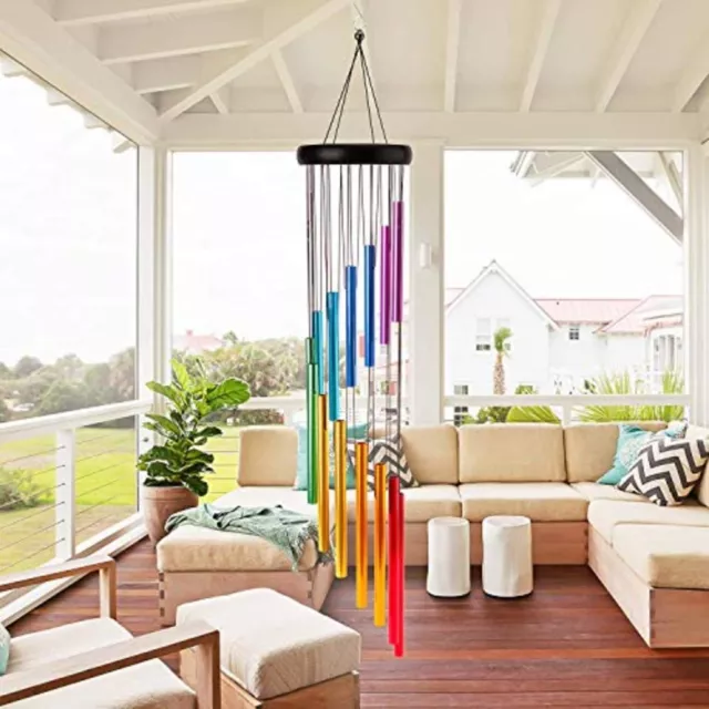 Colorful Wind Chimes Garden Decor Large Deep Tone Hanging Pendant Outdoor Yard