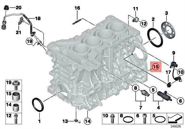 Oem Bmw E84 F20 F21 F22 F23 F25 F30 Engine Block Dowel 11117615974 Genuine New