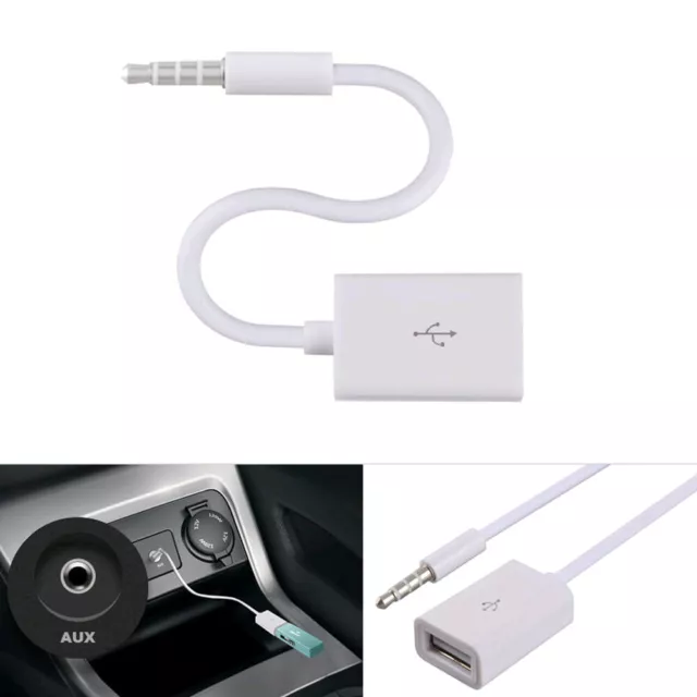 Durable AUX Jack Audio Input Cord Cable Car MP3 3.5mm Male To USB Port Adapter