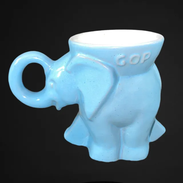 Vintage Frankoma Gop Blue Elephant Planter 1982 4”T 5”W Vibrant Blue 3