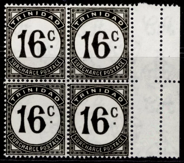 TRINIDAD & TOBAGO GVI SG D32, 16c black, NH MINT. BLOCK X4