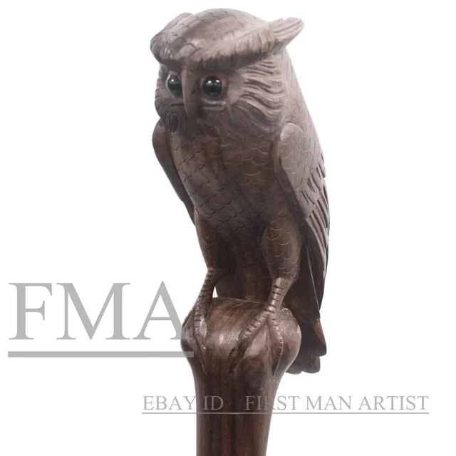 Owl Head Handle Walking Cane Stick Hand Carved Wooden Walking Stick X_Mass GIFT