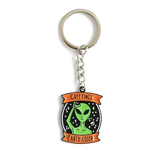 Alien Keychain - 1 Set Alien Key Chain Bag Charm Pendant Gold Metal Shaped Ke...