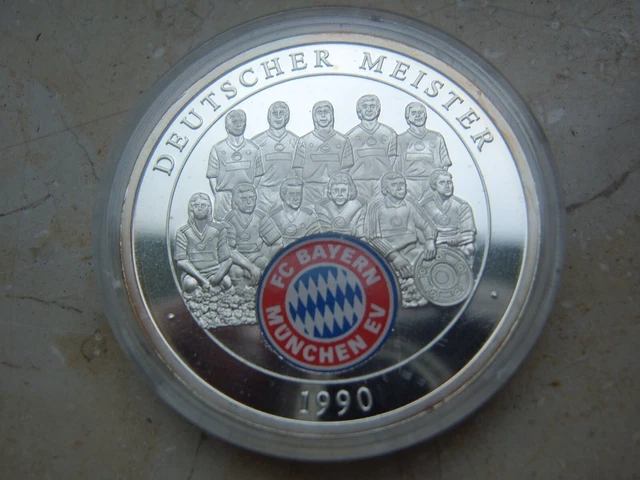 FC BAYERN MÜNCHEN MEDAILLE DEUTSCHER MEISTER 1989 Zertifikat ca. 30 gr/40 mm