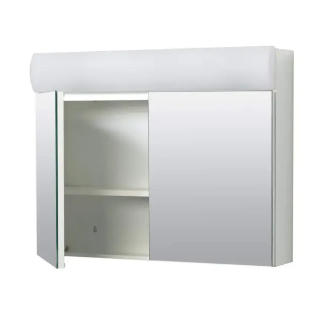 Espejo de luz de gabinete de medicina sin marco blanco montaje en superficie 23,25 in x 18,63 in.
