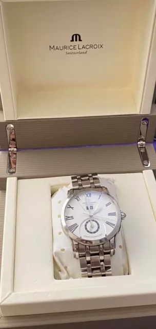 Maurice Lacroix PT6098 Grand Guichet GMT Men's Steel Band Wristwatch (Used)