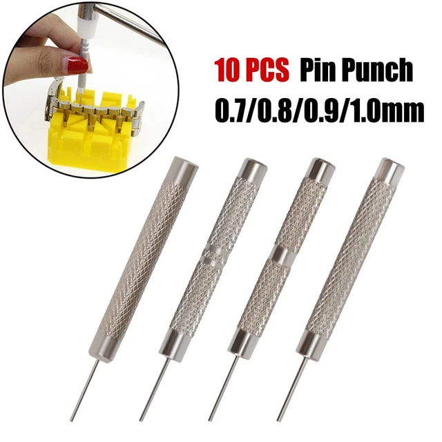 Kit strumento di riparazione cinturino orologio versatile 10 pezzi punzonatura in ferro per pin