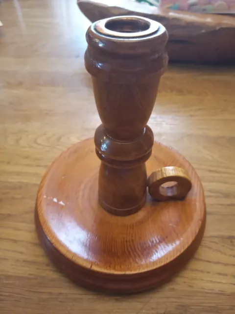 A Turned Wood Candle Holder Candlestick Chamber Stick Treen Decorative Prop