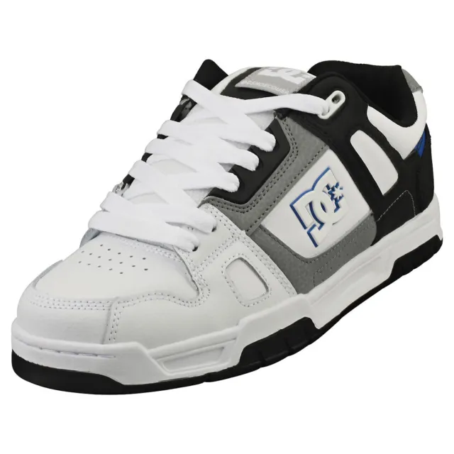 DC Shoes Stag Mens White Grey Black Skate Sneakers - 8.5 US