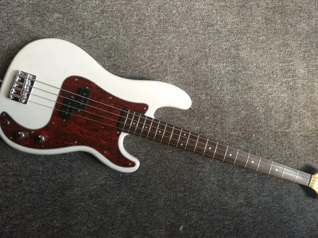 4 strings white electric PB bass rosewood fingerboard Red pickguard customizable