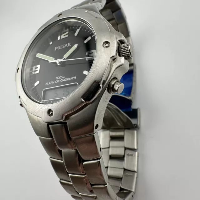 PULSAR V072 X004 Digital Analog Stainless Steel watch 1/100 sec ...