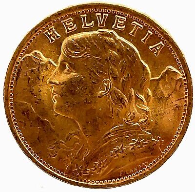GEM BU 1935LB 22 Stars Rare Swiss GOLD 20 FRANCS Switzerland  AGW .1867 troy oz