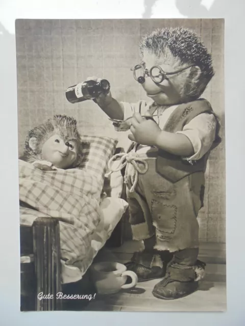 AK Foto Mecki Puppe "Gute Besserung"  schwarz/weiß Verlag Gunkel Nr. 38