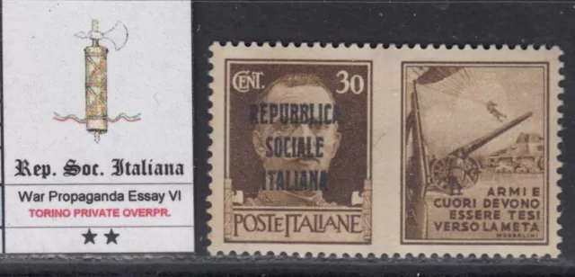 ITALY RSI (Social Rep) - War Propaganda -Essay VI MNH** Torino 1944  R^