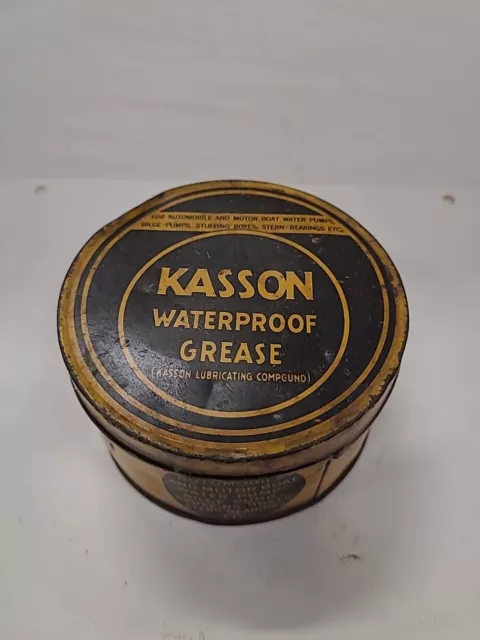 Vintage KASSON Motor Grease Oil Can 1 Pound Enterprise Oil Company