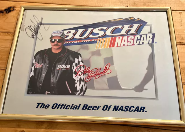 Dale Earnhardt Sr. Autographed Busch/NASCAR Framed Mirror/21" x 16"/1997 Signed