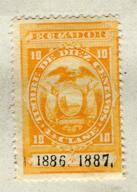 ECUADOR; 1884 early classic Revenue issue fine used 10c. value