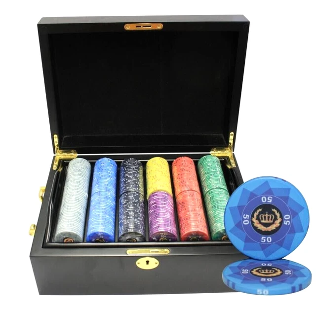Mrc Poker 500Pcs Laurel Crown Ceramic Poker Chips Set Mahogany Wood Case