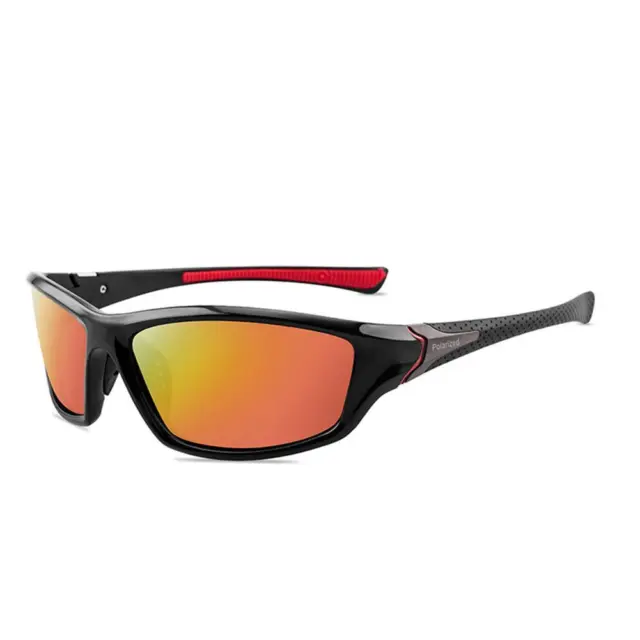 fr Polarized Sunglasses Men UV400 Outdoor Driving Eyewear (Black Red Film)