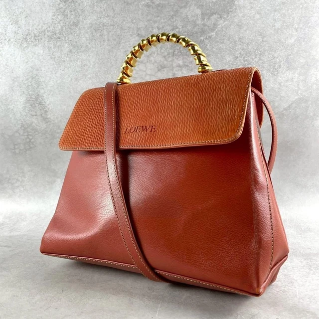LOEWE VELAZQUEZ 2WAY Handbag Shoulder Bag Suede Leather Gold
