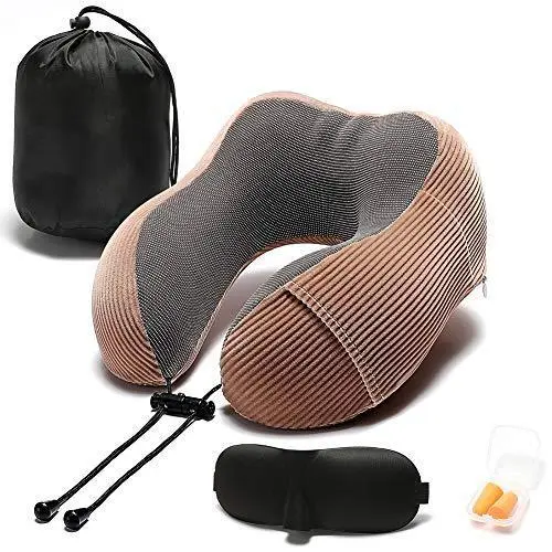 Travel Pillow, Memory Foam Neck Pillow with 360-Degree Head Support Comfortable