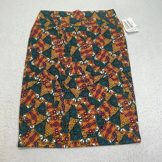 LuLaRoe Cassie Women's Large Pencil Skirt Diamond Geometric Colorful Stretch