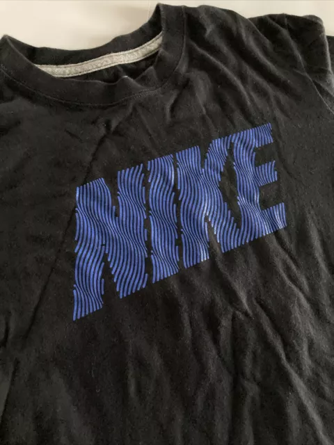 Nike Long Sleeve T Shirt Boys Spell Out Kids Youth Black/Blue Sz XL Tee