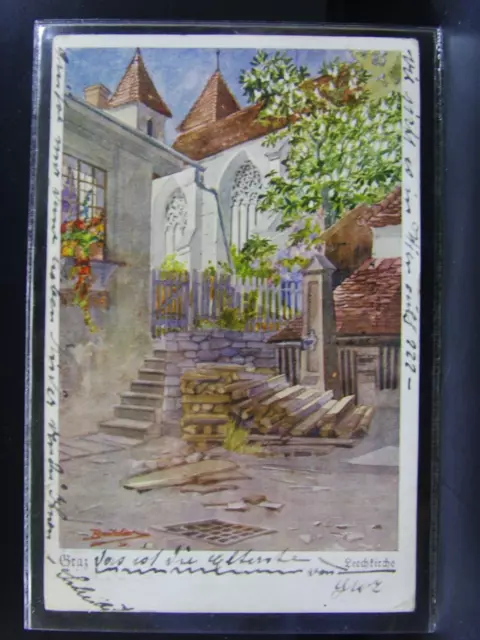 Steiermark Original  Künstler AK  Graz Leechkirche  um 1930