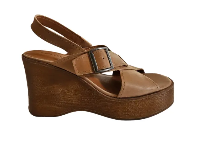 Lucky Brand Womens Size 7 Brown Platform Leather Wedge Sandal NWOB