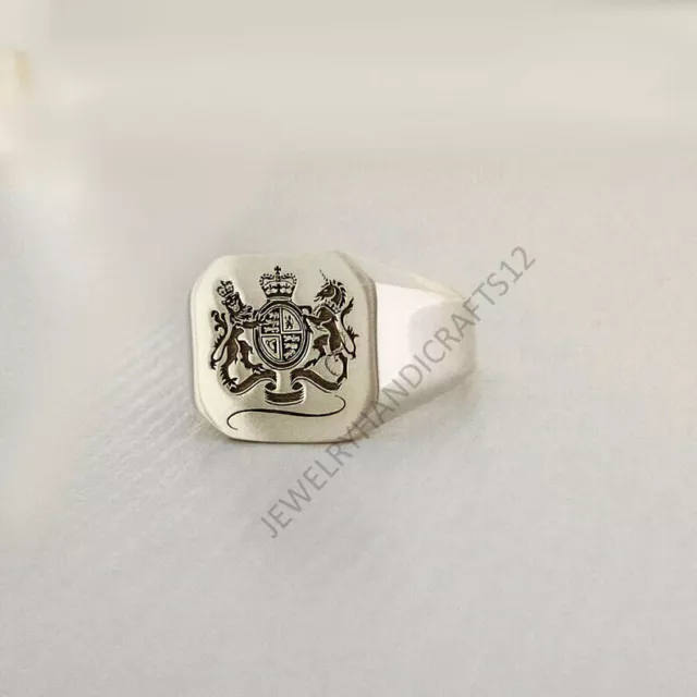 Coat of Arms Ring 925 Sterling Silver Men's Signet Ring Family Crest Unique Ring