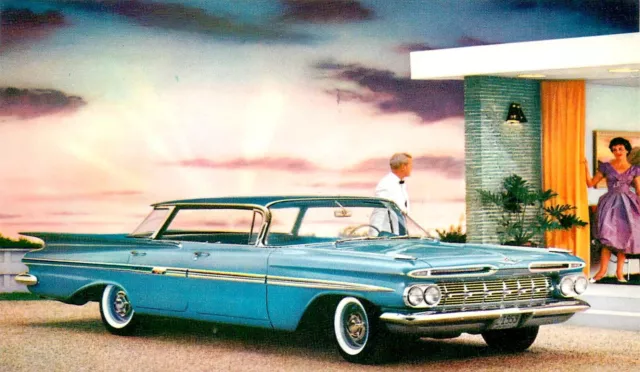 Antique Auto, 1959 Chevrolet Impala Sport Sedan, Vintage Postcard (F234)