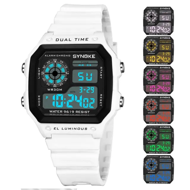 SYNOKE Digital Watch Luminous Men's Casual Alarm Sports Wristwatch Waterproof