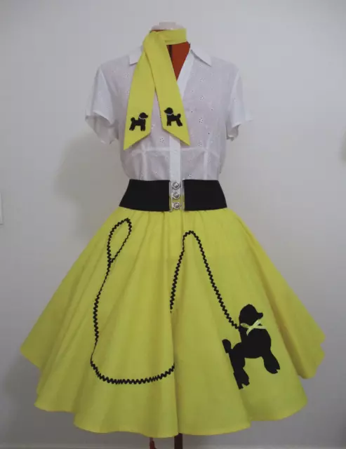 Girls/Ladies Rock N Roll Skirt~Poodle Skirt & Scarf~Yellow~Sz 11/12~ Small Lady