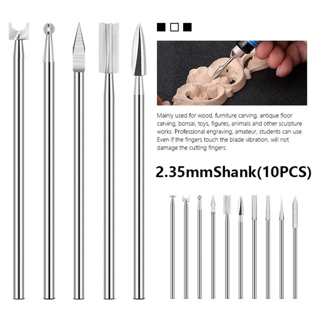 Incisione Trapano Punta Set Argento Tè Tavolo Falegnameria 10pcs 2.35mm Codolo