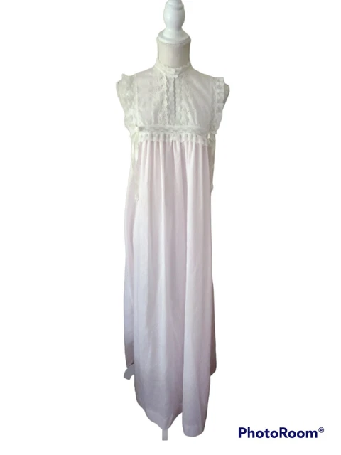 Vintage Christian Dior Lingerie Nightgown small Lace light pink ivory long 70's