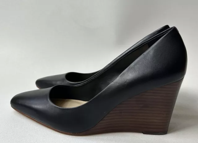 Vince Camuto Diletta Women’s Black Leather Wedge Heel Shoes Pumps Size 9 M -W15