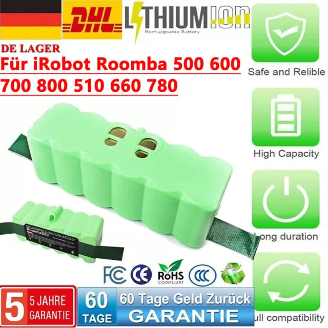 6800mAh Akku Li-ion für iRobot Roomba 500 600 700 800 510 660 14.4V ErsatzAkku