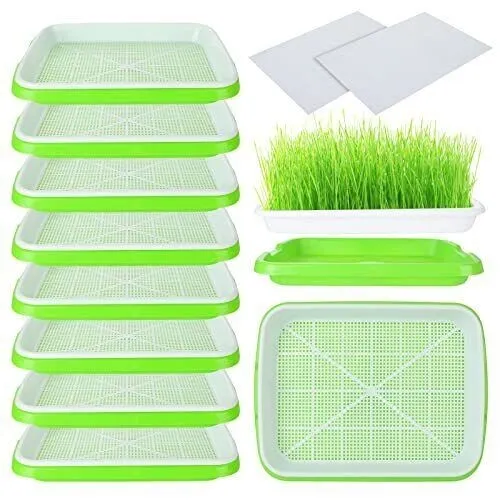 10 Packs Seed Sprouter Trays 13.4 X 10 Inches Microgreens Growing Trays, Plastic