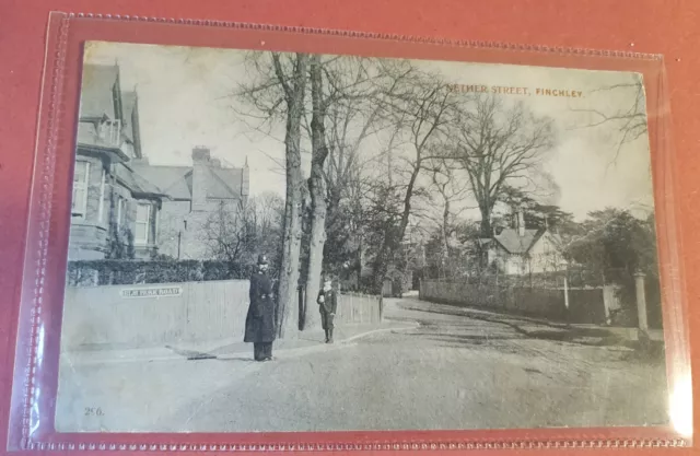 1905 Real Photo Postcard NETHER STREET  FINCHLEY LONDON  Policeman School boy