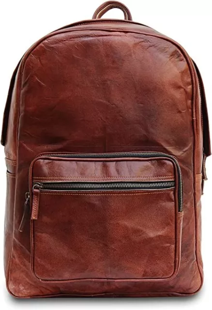 Cuero Marrón Mochila Múltiples Bolsillos - Bolsa para Portátil para Hombre Mujer 2