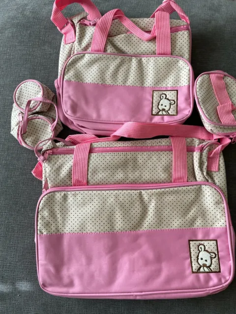 4pcs/Set Baby Diaper Nappy Changing Bag Set Mommy Mom Handbag  & Bottle Holder