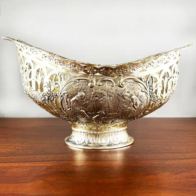 Karl Söhnlein & Söhne German 800 Silver Glass Lined Pierced Footed Center Bowl
