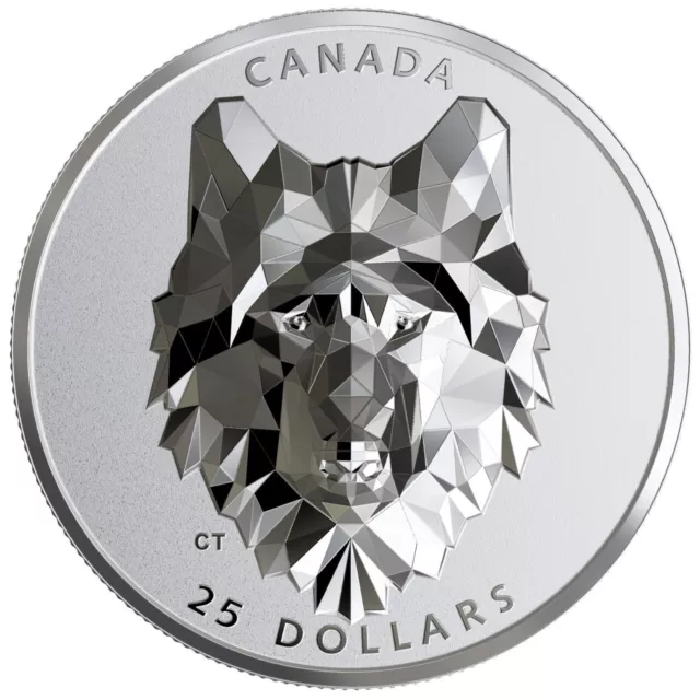 2019 25$ Wolf Multifaceted Animal High Relief  1OZ Silver Proof Coin Canada