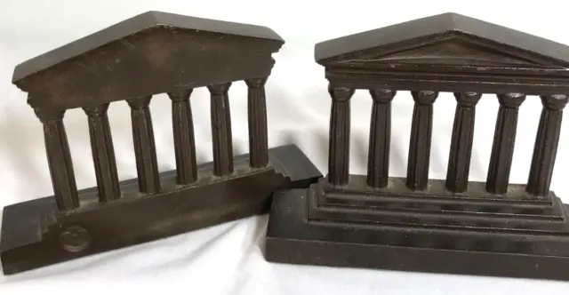 Antique USA Bradley Hubbard Parthenon solid cast iron bookends Greek RomanTemple