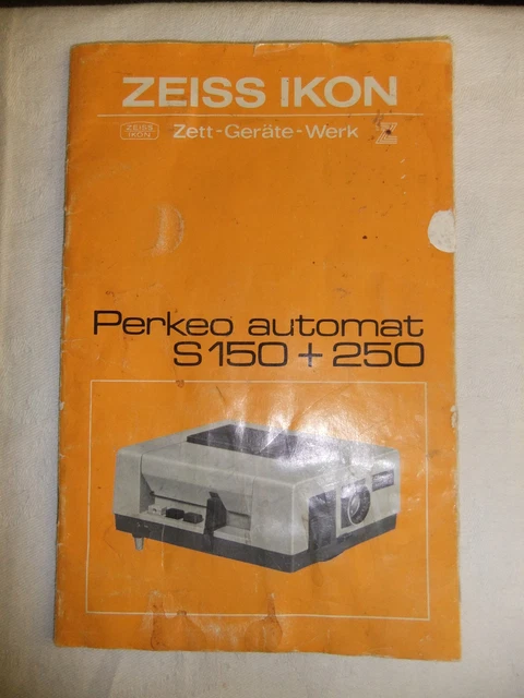 Istruzioni Proiettore Diapositive Zeiss Ikon Perkeo Automat S150 + 250 - Anni '80
